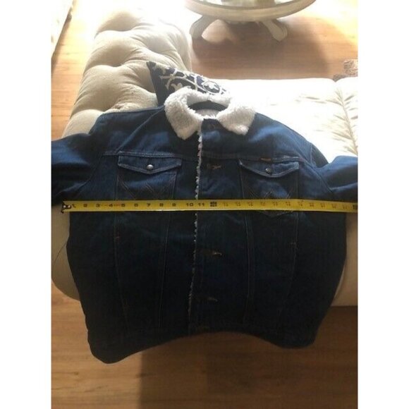 MEN'S PREOWNED VINTAGE 1970s WRANGLER WESTERN SHERPA LINED DENIM JACKET SIZE MED - Picture 12 of 14